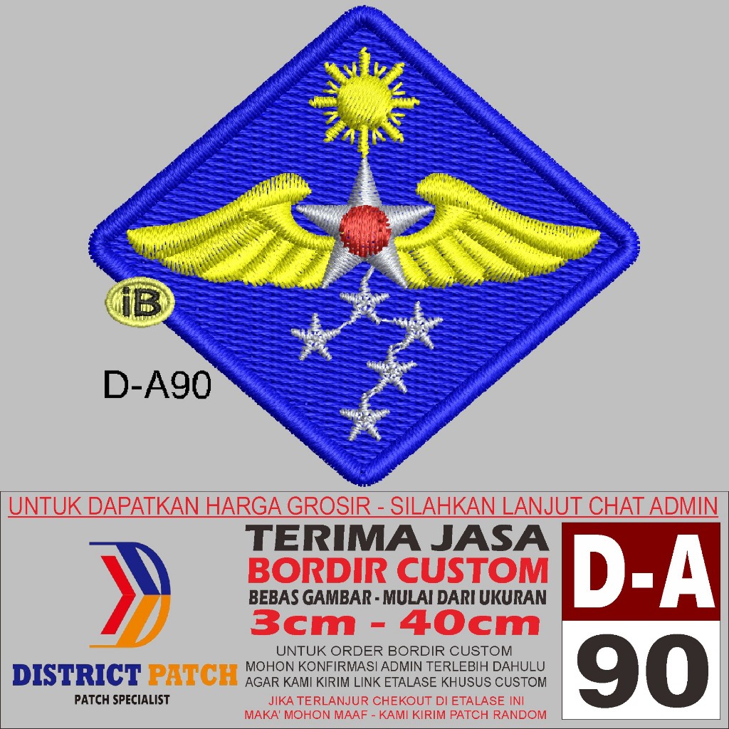PATCH BORDIR LOGO D-A90 WW2 ARMY AIR FORCE DISTRICT PATCH TESTIMONI