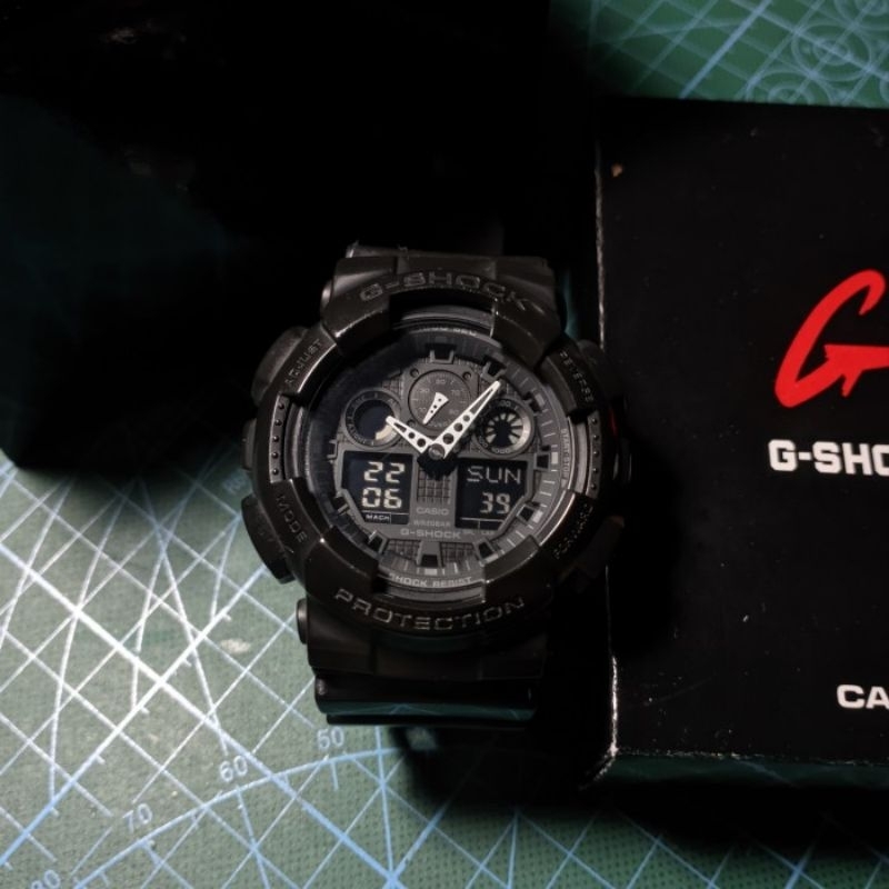 jam tangan Casio G-Shock GA 100 full hitam military original second no Protrek Seiko Timex Expeditio