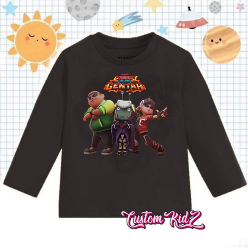 (FREE NAMA) BAJU ANAK KAOS ANAK BOBOIBOY GENTAR ADUDU GOPAL LENGAN PANJANG