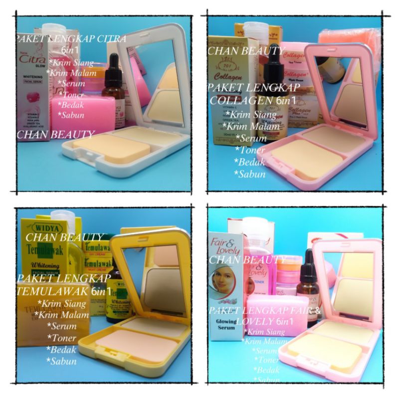 Paket Lengkap 6in1 " CITRA _ COLLAGEN _ TEMULAWAK _ FAIR&LOVELY " ( Krim Siang - Krim Malam - Serum 