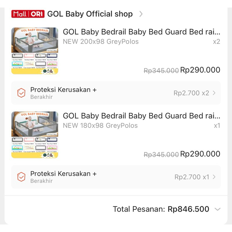 Preloved GOL Baby Bedrail Baby Bed Guard