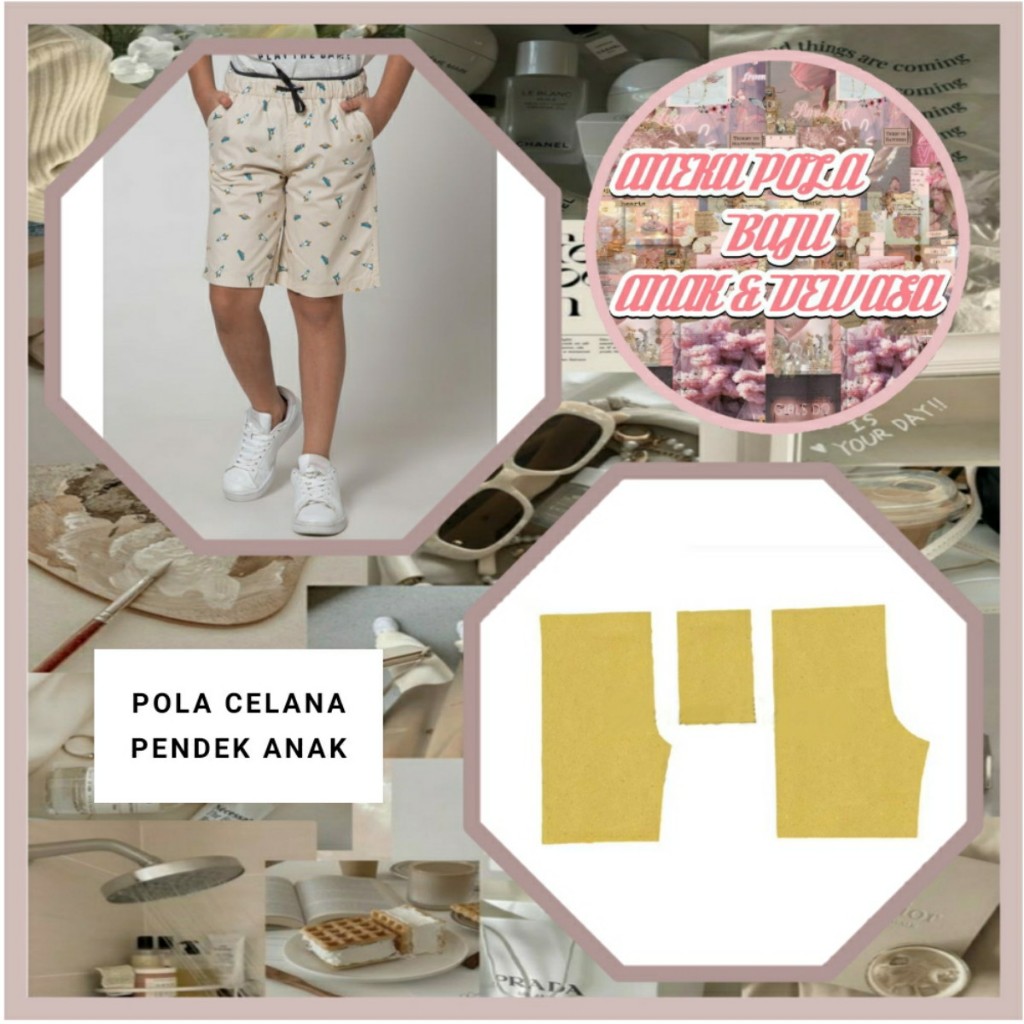 Pola Celana Pendek Anak Laki Laki Atau Perempuan | Pola Instan Celana Pendek Anak Laki Laki Atau Per