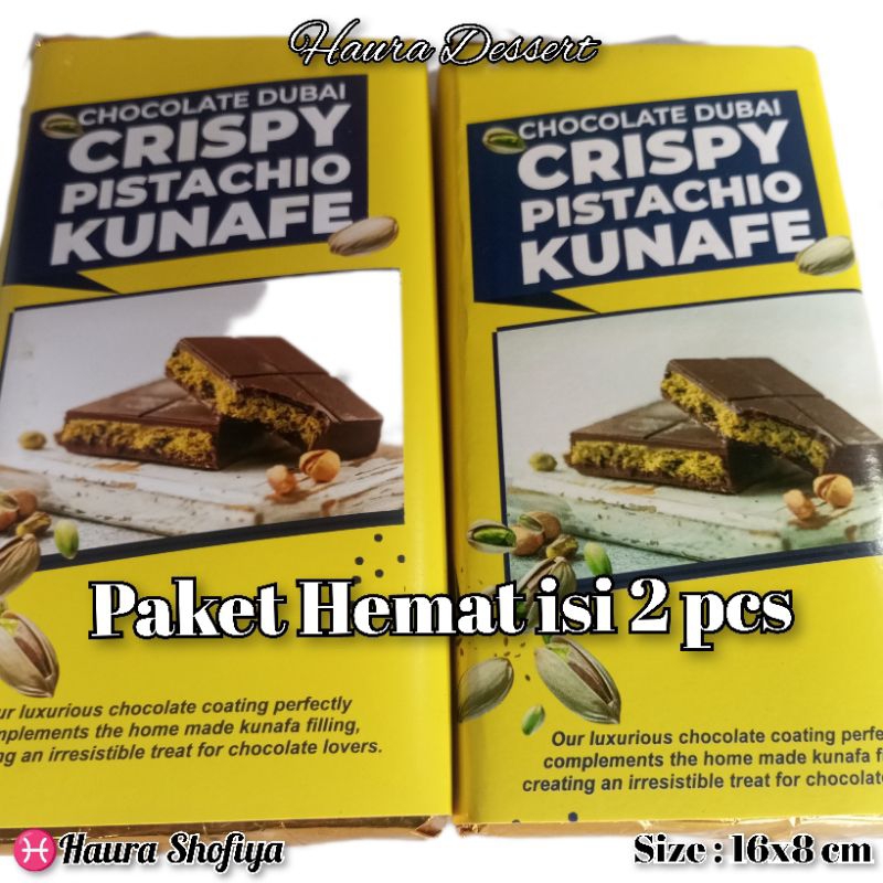 

PAKET HEMAT ISI 2 ,Chocolate Dubai Crispy "PISTACHIO KUNAFE" Berat ±270 gr ,Size 16x8 cm ,Coklat Viral Meleleh dimulut Makanan Cemilan Cokelat Food Cocoa