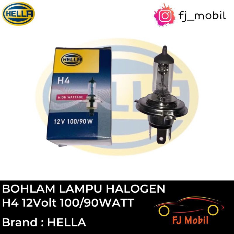 BOHLAM BOLA LAMPU DEPAN HALOGEN H4 12VOLT 100WATT - HELLA