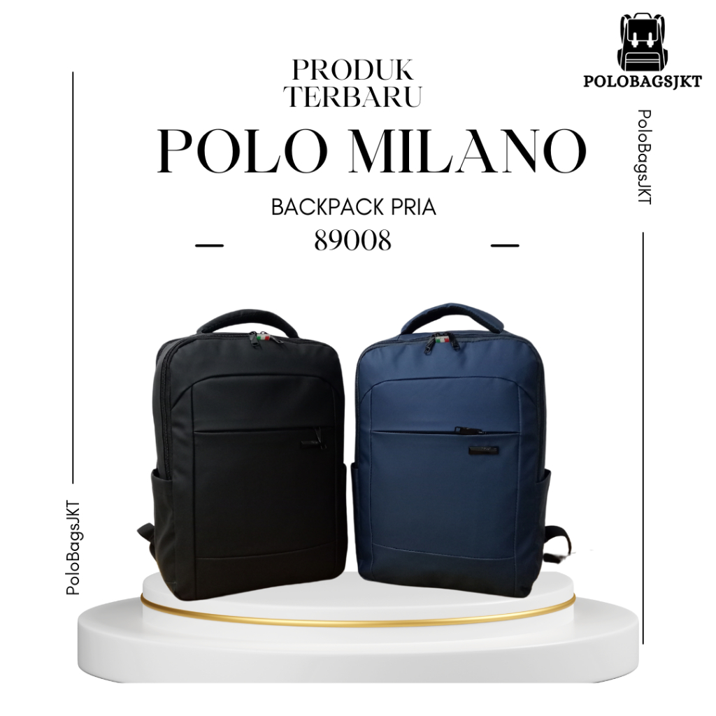 89008-18in Ransel IMPORT POLO MILANO Tas Laptop Pria Ransel Pria