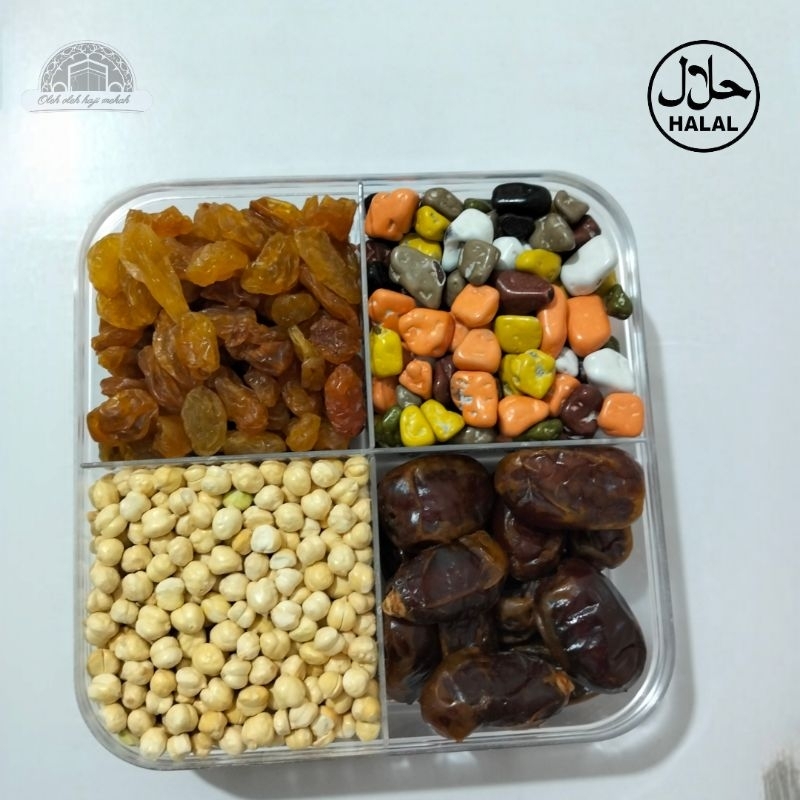 

Paket cemilan hampers oleh oleh haji dan umroh, kismis,kurma,pistachio, almond coklat turky