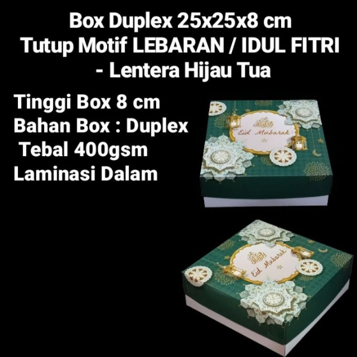 

5 Pcs Box Brownies Idul Fitri 25 x 25 x 8 Cm Kotak Souvenir Lebaran Eid Mubarak Box Duplex Kotak Packaging Lapgit Eid Mubarak Dus Lebaran Motif Lentera Hijau Tua