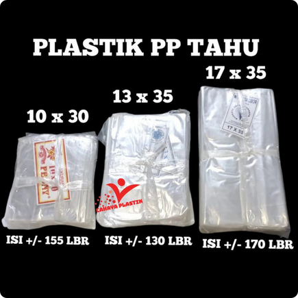 Kantong Plastik PP Tahu Ukuran 10x30 13x35 17x35 / Kantong Plastik PP Bening Tipis / PP Tahu 10 x 30