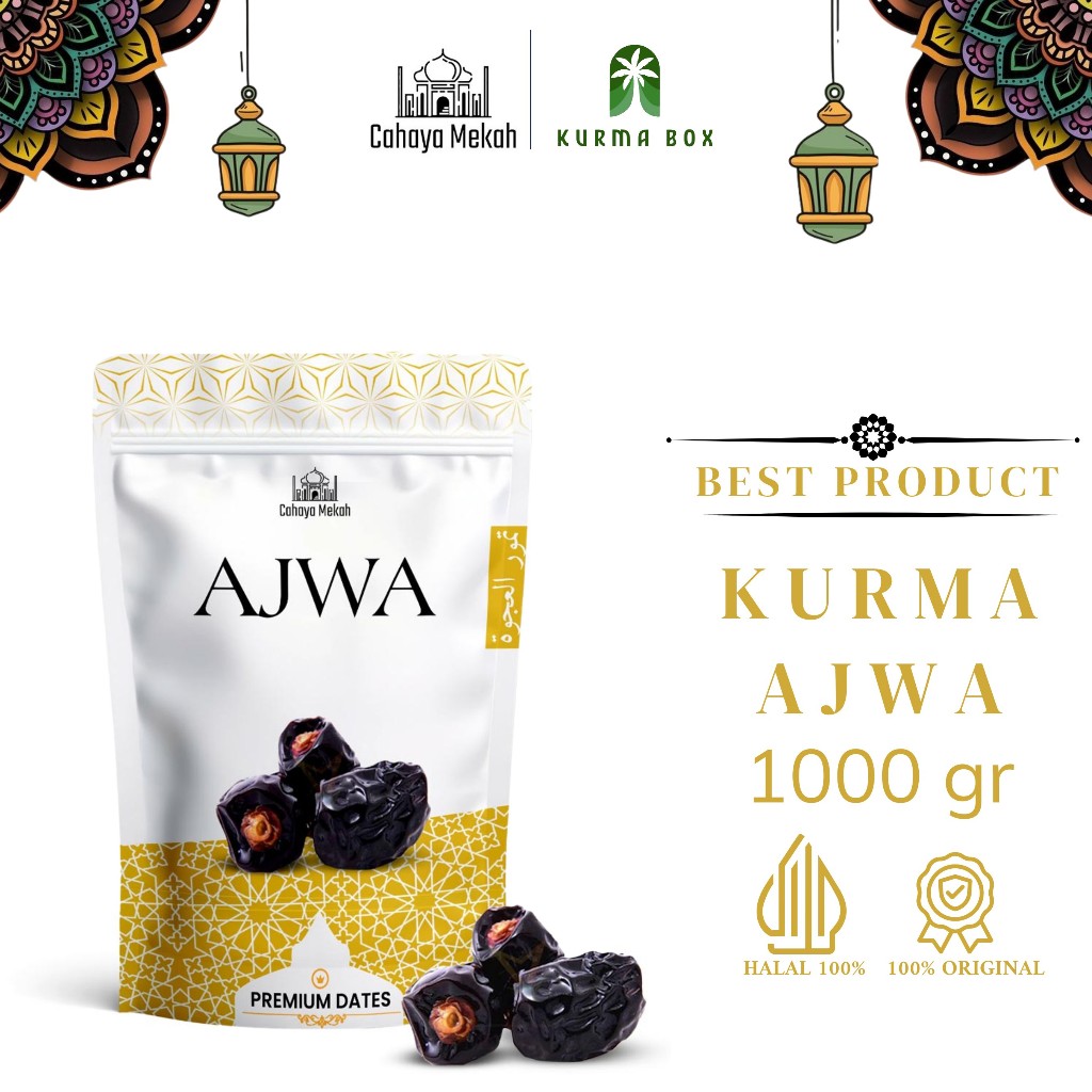 

Cahaya Mekah Kurma Ajwa Asli Oleh Oleh Haji Original 100% Kemasan Pouch 1kg