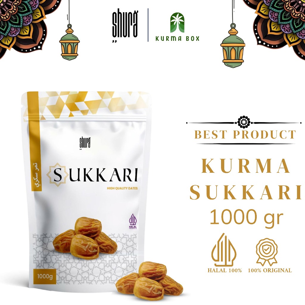 

Shura Kurma Sukari Sukari King Dates Original 100% Kemasan Pouch 1kg