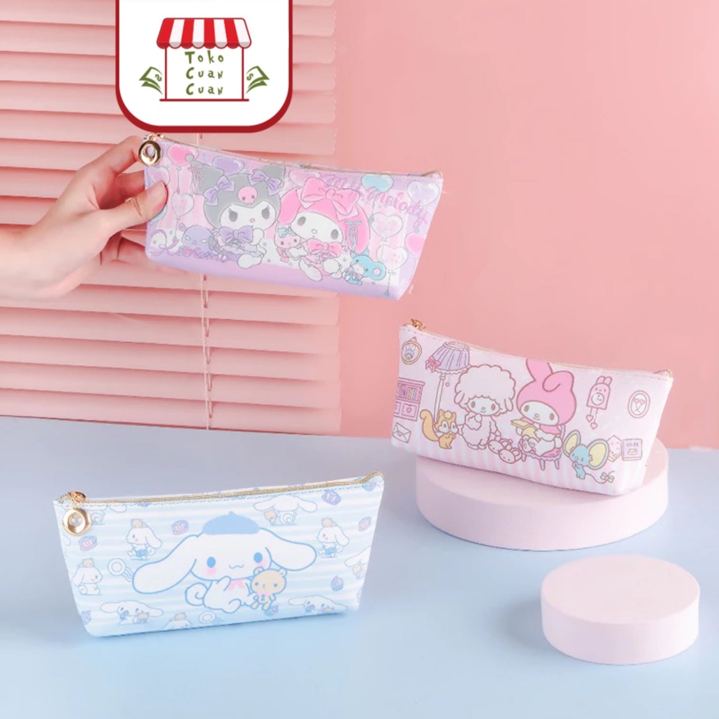 

TCC Sanrio Pencil Case Tempat Pensil Lucu Tempat Kuas Makeup Bahan PU Anti Air