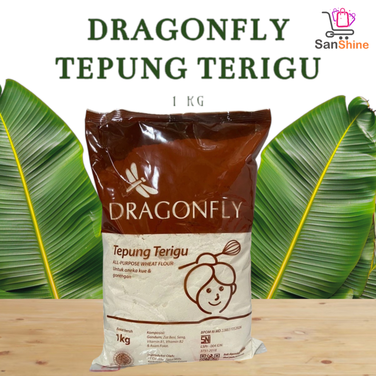 

TEPUNG TERIGU SERBAGUNA DRAGONFLY KEMASAN 1KG / 500GR / TEPUNG KUE DAN ROTI