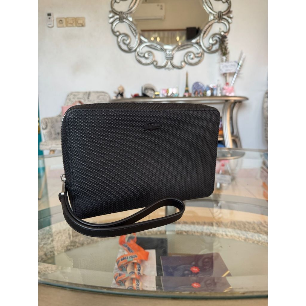 Tas tangan laki laki lacoste original full black second