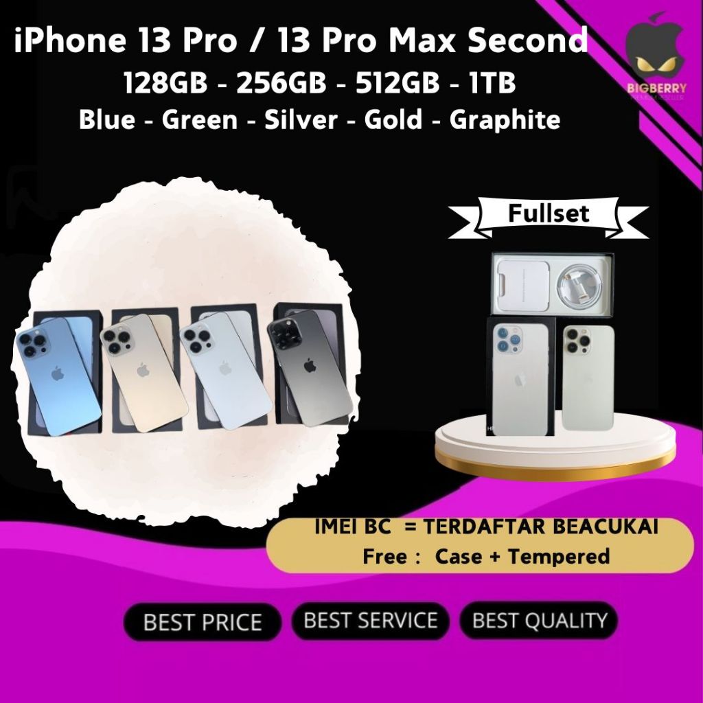 iPhone 13 Pro / 13 Pro Max 1TB 512GB 256GB 128GB Bekas Fullset Second