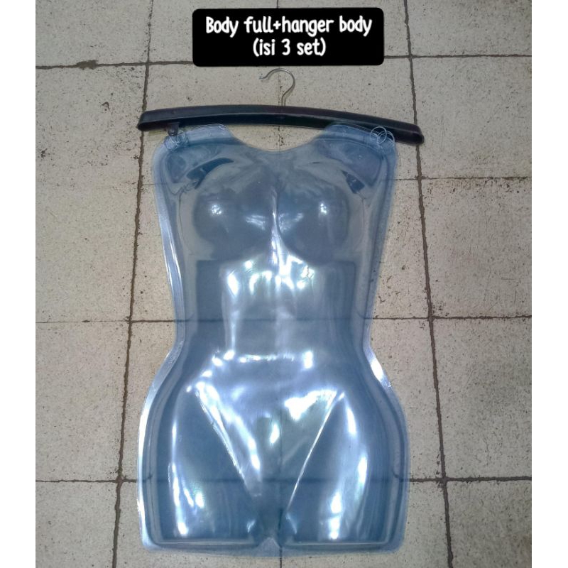 Gantungan baju Kastok Body mika full + hanger body display toko utk gamis/ dress (isi 3set)