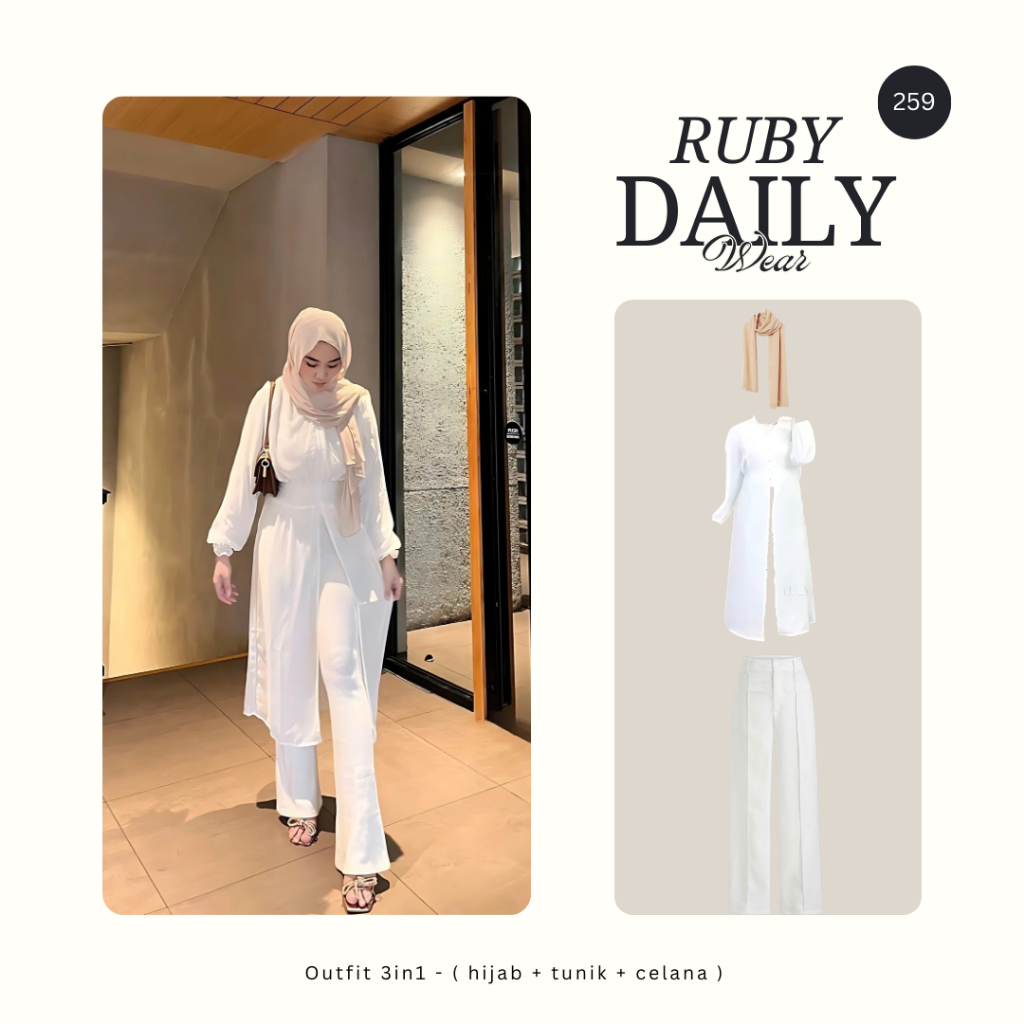 Oneset Wanita Tunik Kekinian (Hijab+Tunik+Celana) Set Outfit Kondangan Remaja Wanita - RO259