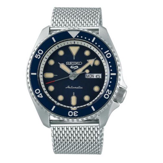 Jam Tangan Pria Seiko 5 SRPD71K1 SKX Strap Stainless Steel Silver Sport Style Automatic Silver Blue 