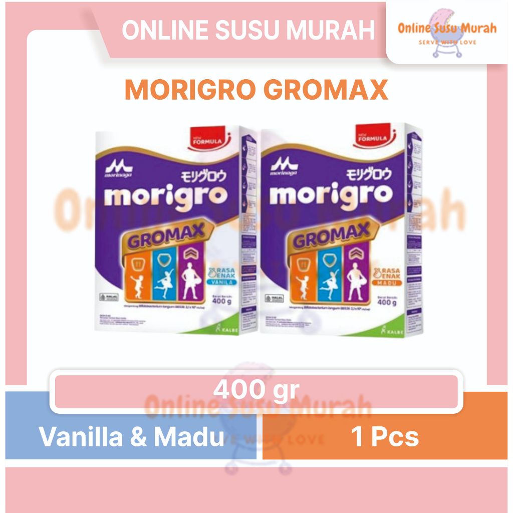 MORIGRO GROWMAX VANILA MADU 400GR MORINAGA MORGRO SUSU PENAMBAH BERAT BADAN KALORI TINGGI 400GR SSKD