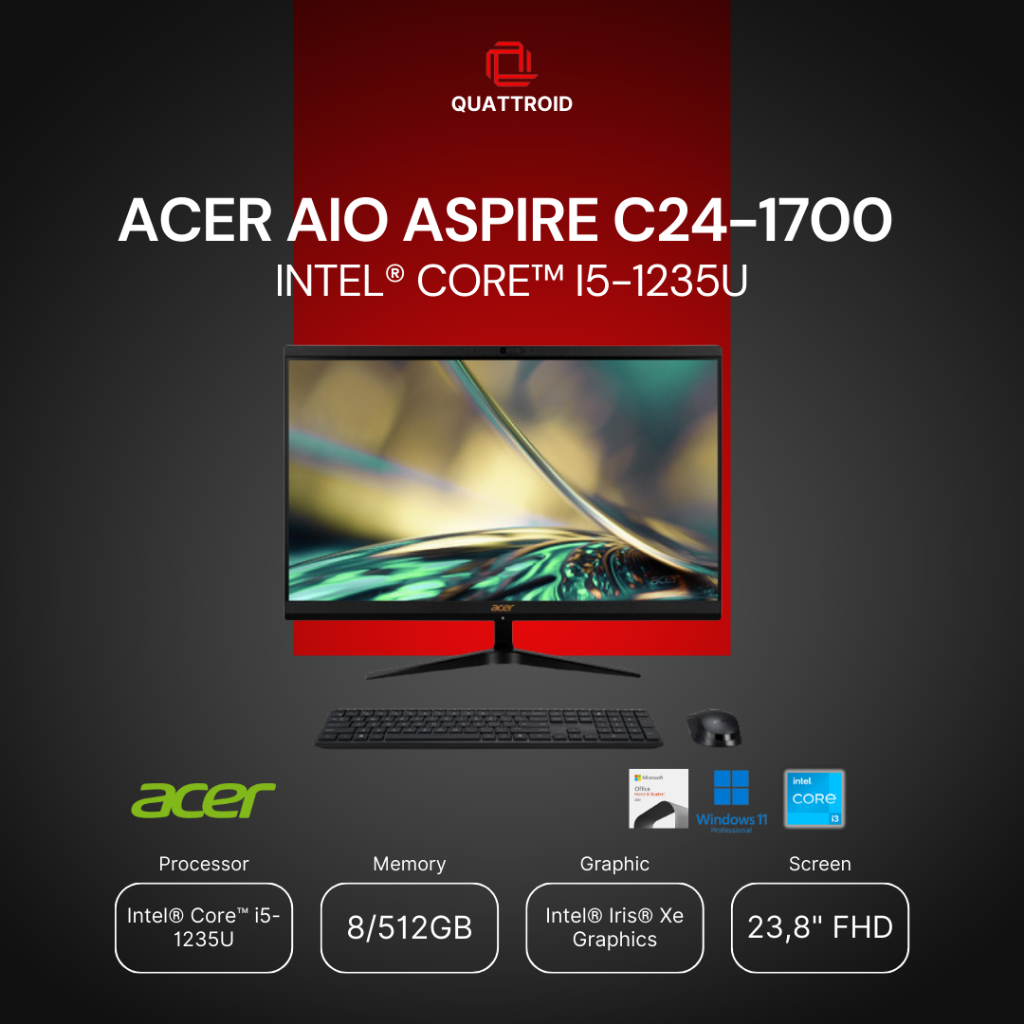 Acer AIO Aspire C24-1700 Intel Core i5-1235U
