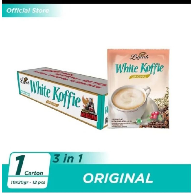 

Kopi LUWAK White Coffee 20 gr. 1 Renteng Isi 10 Sachet.