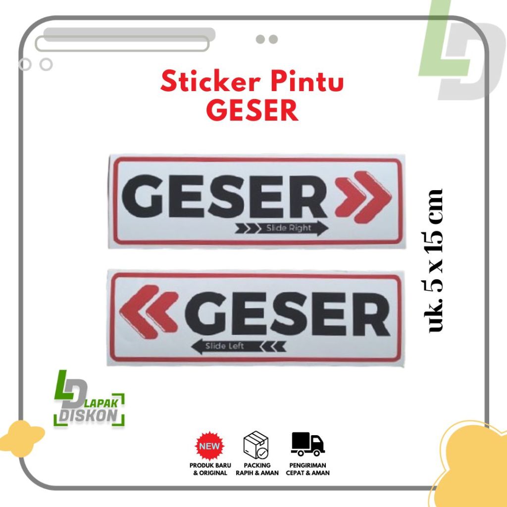 

Sticker Label Geser Slide Right / Left Vertikal Stiker Vinyl Pintu Geser Kiri Kanan 5 x 15.5 cm, Satu Pasang
