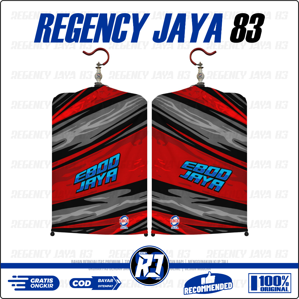 KERODONG SANGKAR KOTAK FULL PRINTING - EBOD MERAH BIRU