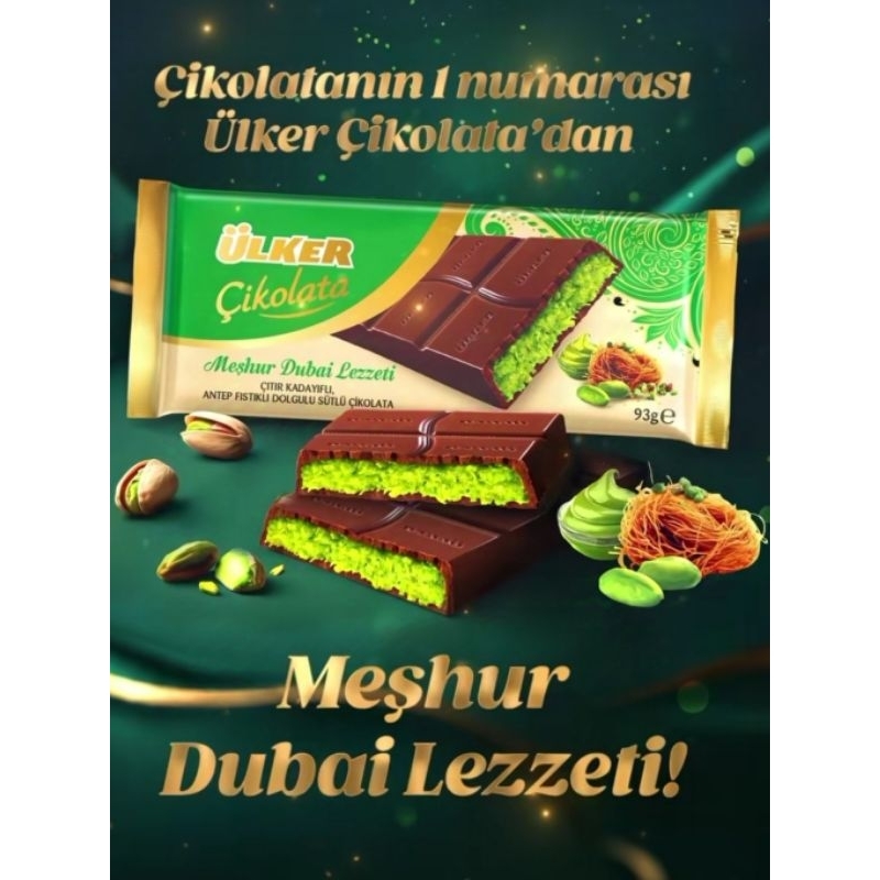 

Coklat Dubai Ulker Cikolata Pistachio Asli Jajanan Turki