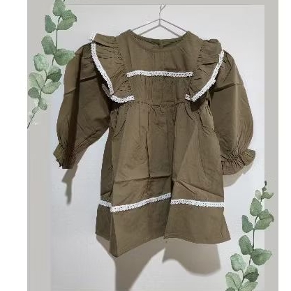 BAJU ATASAN ANAK PEREMPUAN RENDA KOTAK LENGAN PANJANG 5-10 Tahun