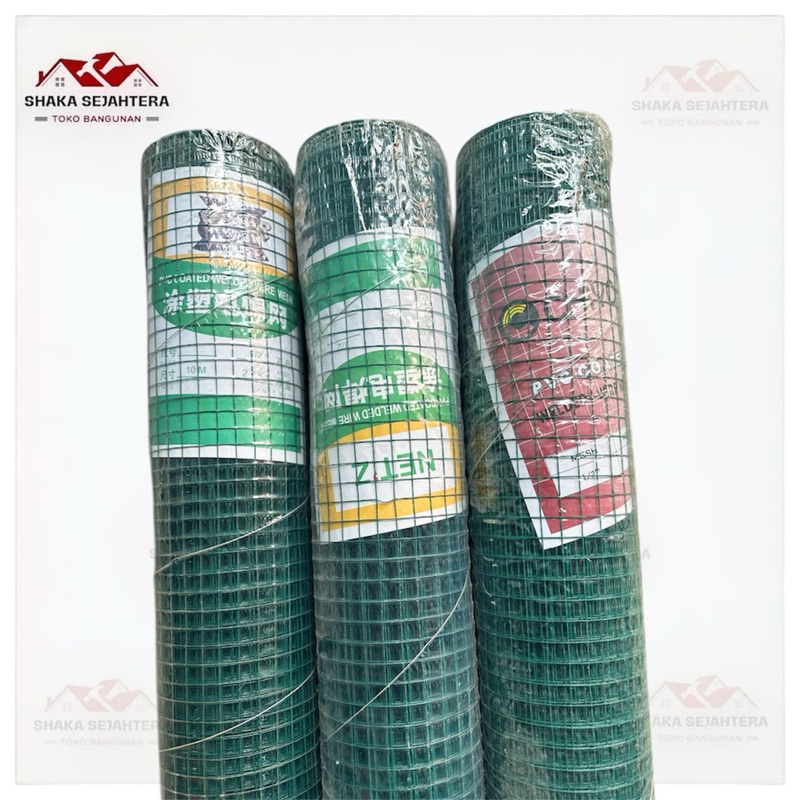 KAWAT RAM LOKET PVC HIJAU ayakan kandang 1 roll 1/2 dan 3/4 inch