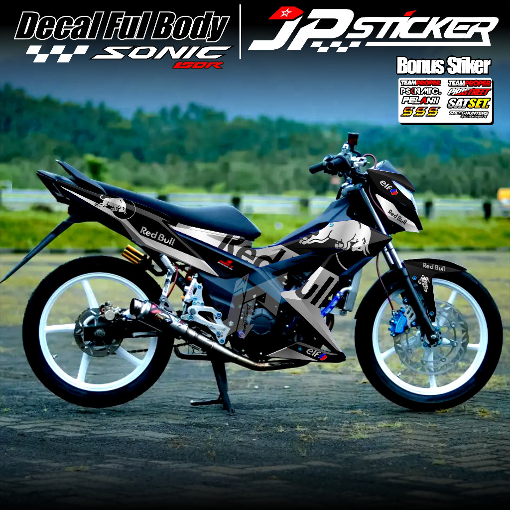 Stiker Decal Sonic 150R Full Body Sticker Dekal Honda SONIC 150R List Variasi Motif Red Bull JP 01