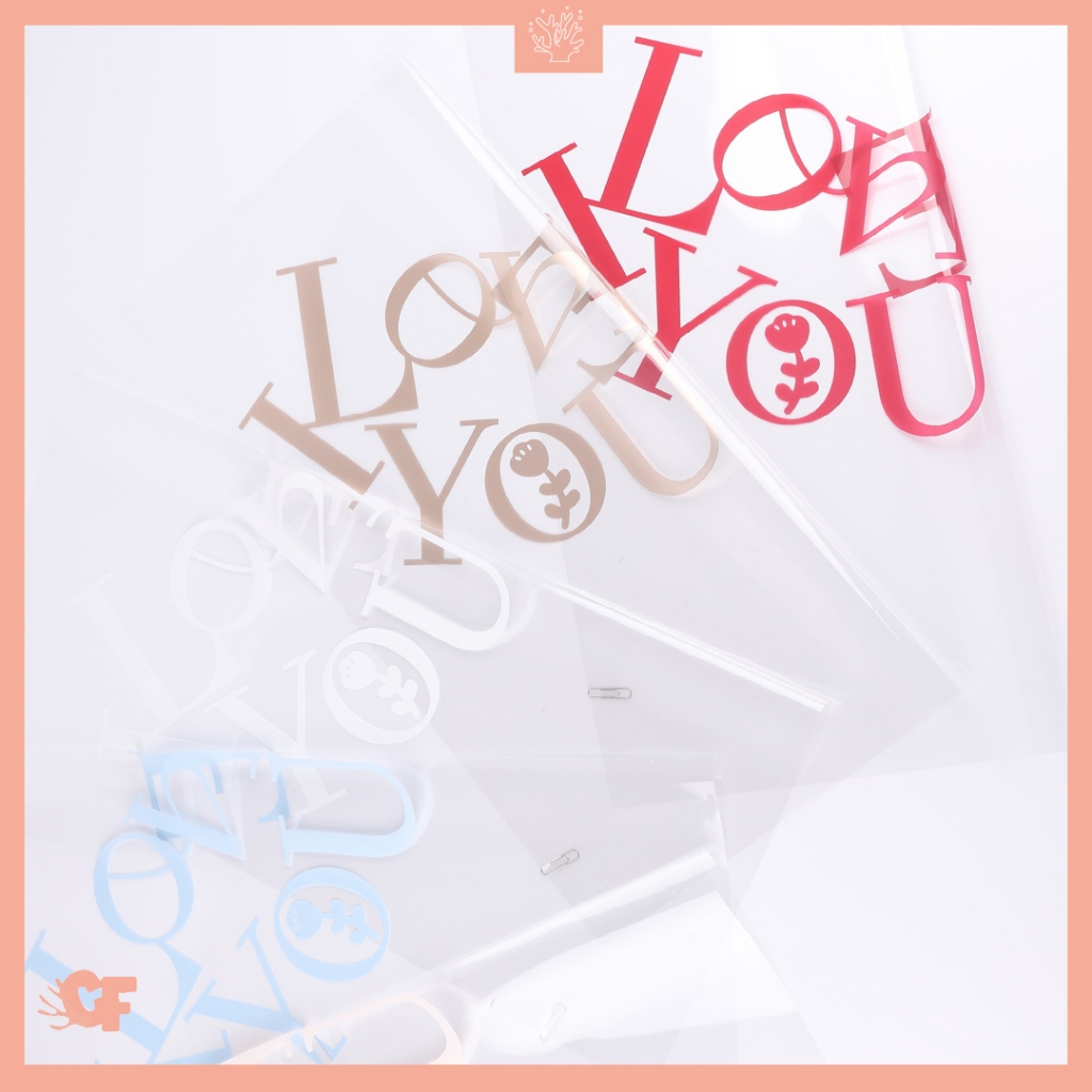 

20 LEMBAR Kertas Buket Bunga Motif I Love You OPP Flower Wrapping OPP Cellophane KB59