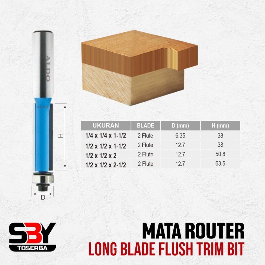 Mata Router Bit Kayu Long Blade Flush Trim ALDO