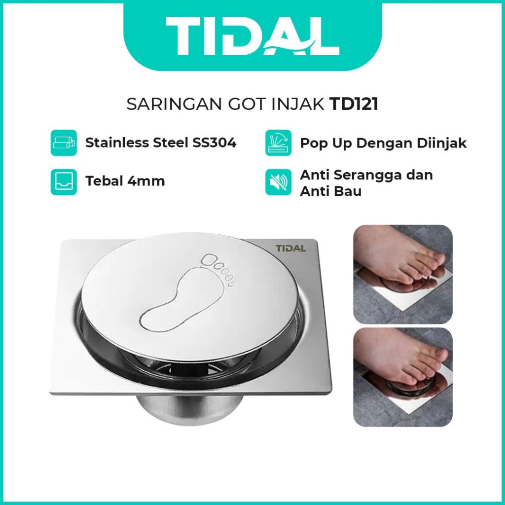 TIDAL Saringan Got Injak Stainless Steel Anti Bau / Floor Drain TD121