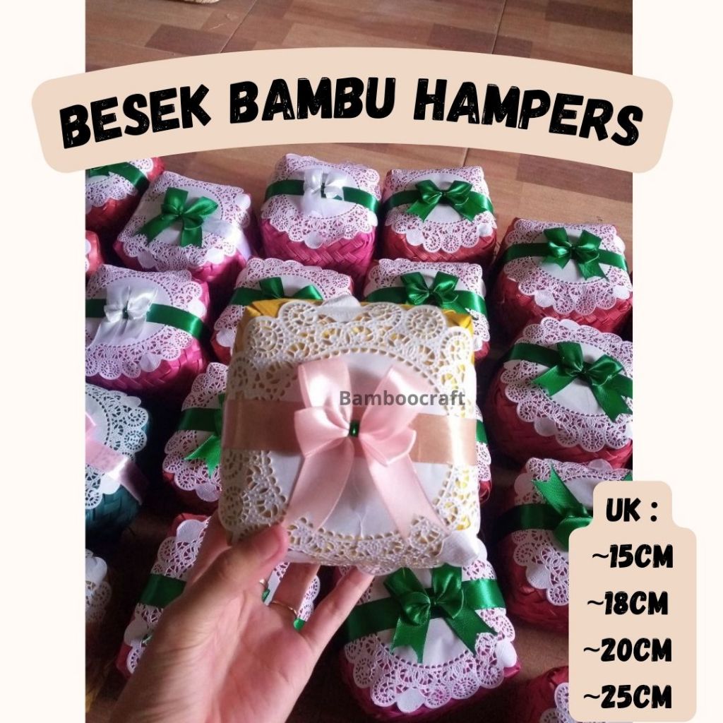 besek warna -warni  / besek hampers bambu pita