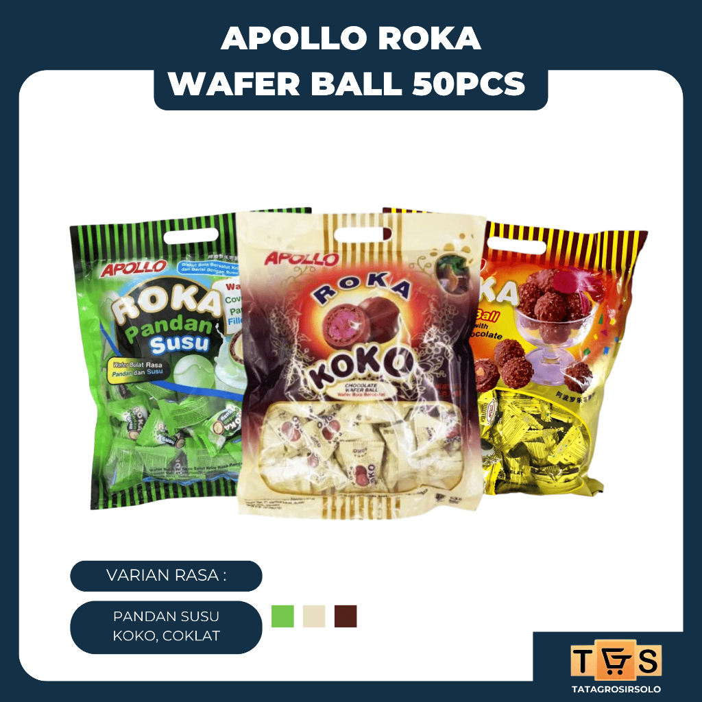 

[500GR] S060 | APOLLO ROKA WAFER BOLA Isi 50pc | Apollo Roka Wafer Ball Chocolate Netto 300gr