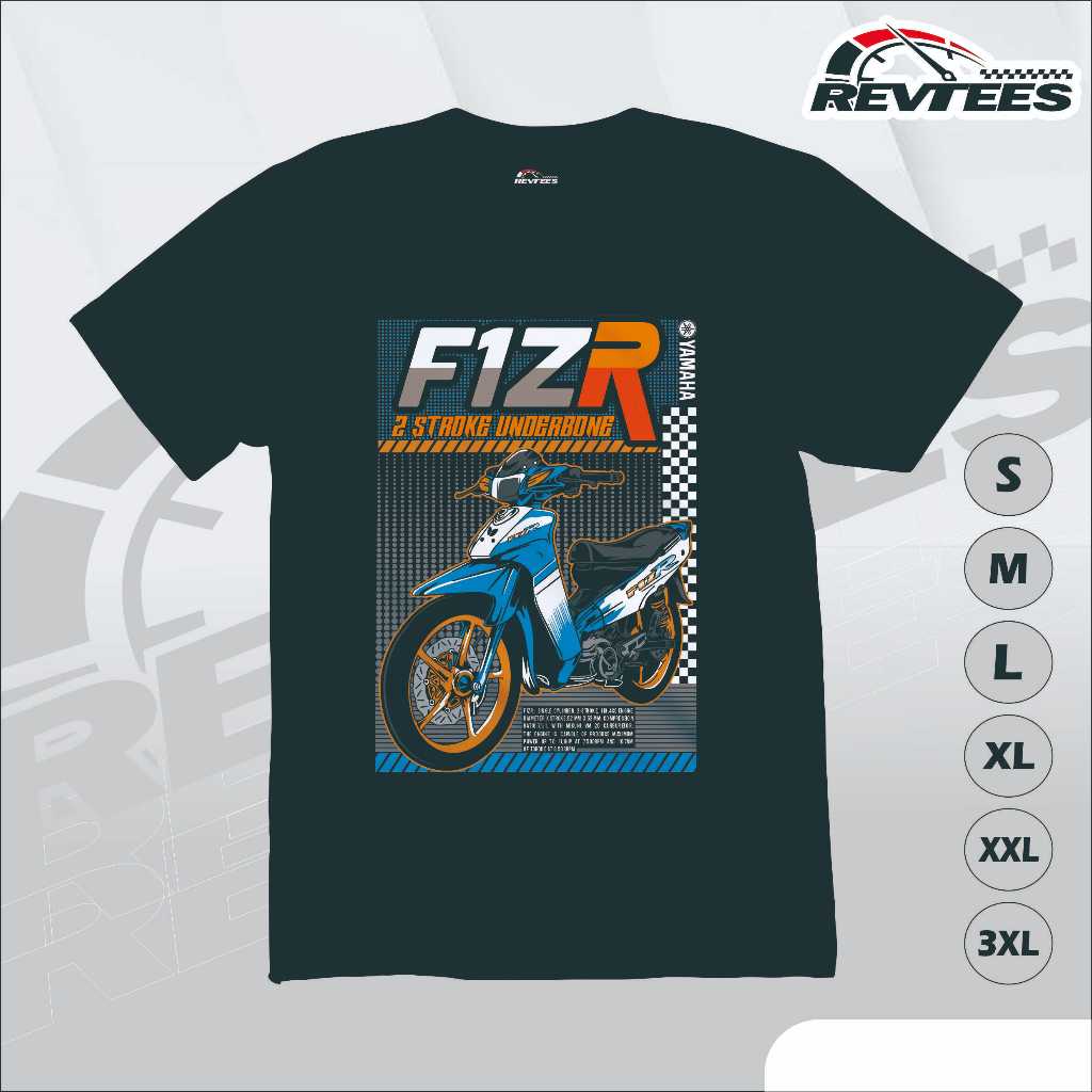 Revtees - Kaos Motor FIZ-R Katun Premium 2 Stroke Hitam Black Balap Racing Pria Wanita Cotton Combed