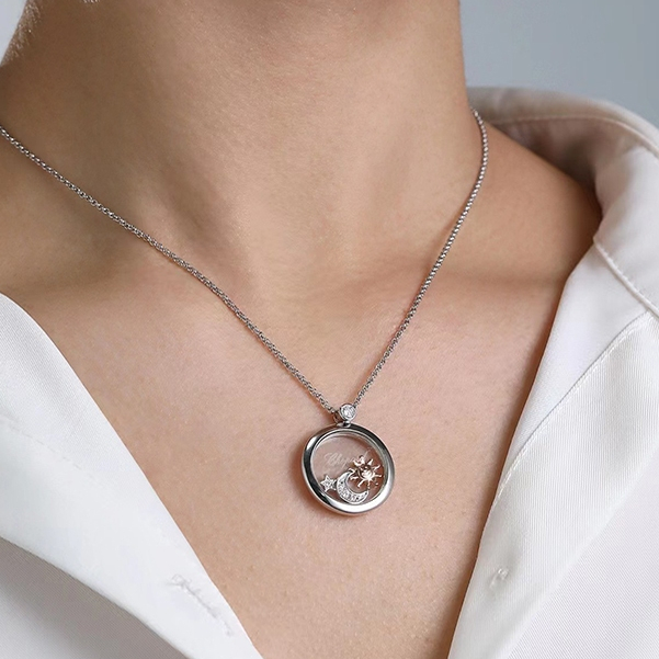 ❤️COD 17K emas asli Kalung Pendant Bulan Bulan Bintang