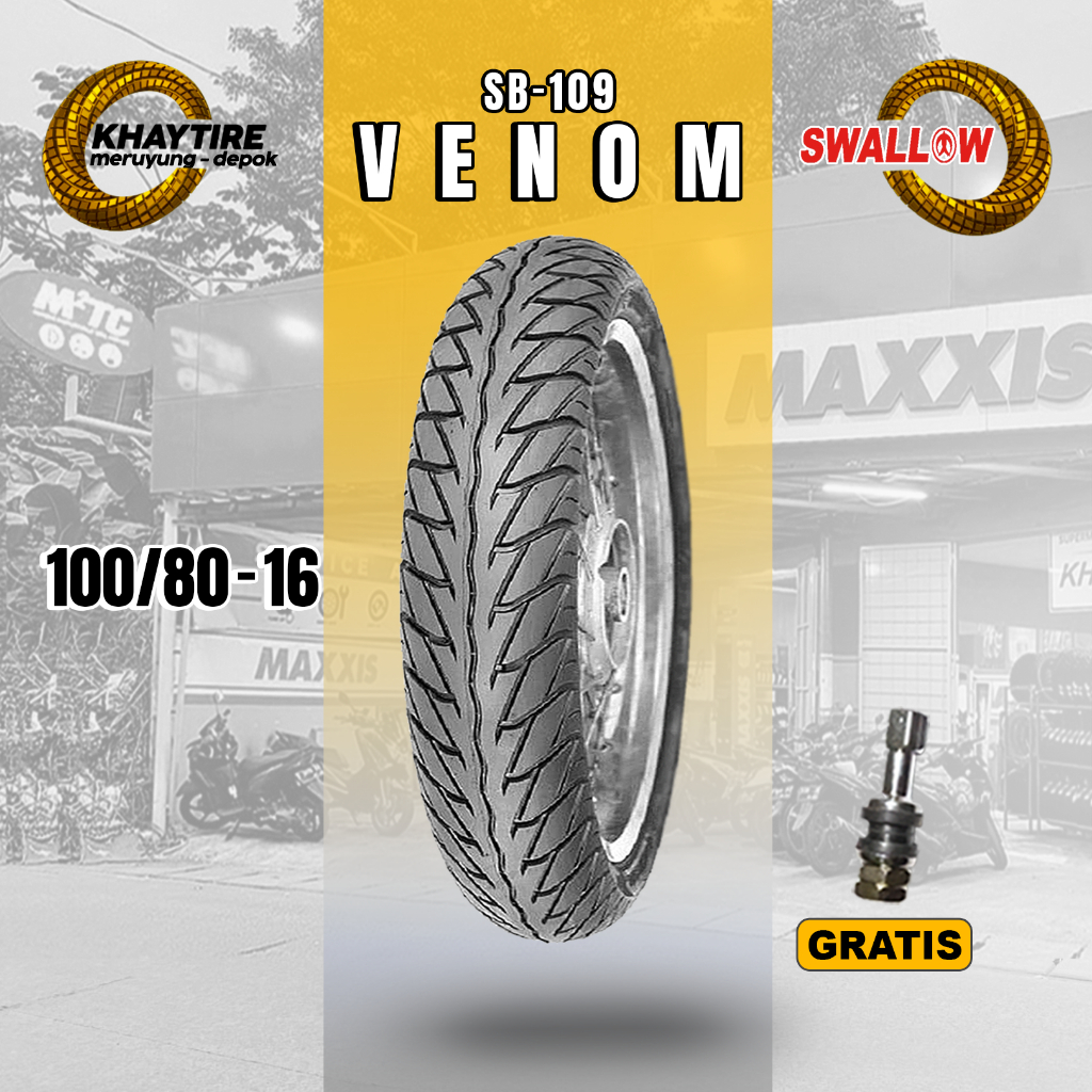 Ban Motor Skywave Nouvo Hayate Swallow Venom 100/80 Ring 16 Tubeless