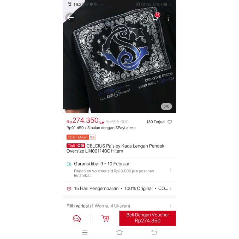 Celcius Paisley Kaos Lengan Pendek Original