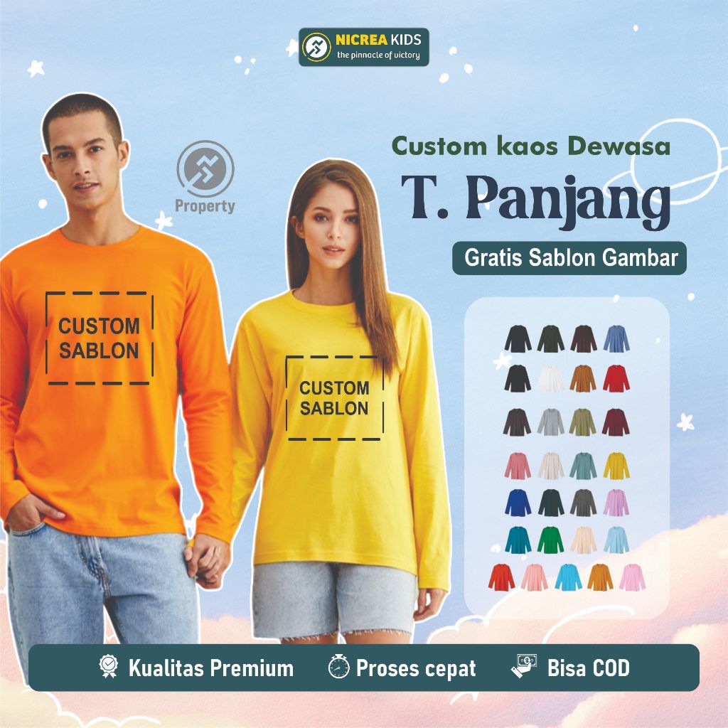 Kaos Dewasa Foto Custom Sablon Foto Tangan Panjang Pria Wanita Terlaris
