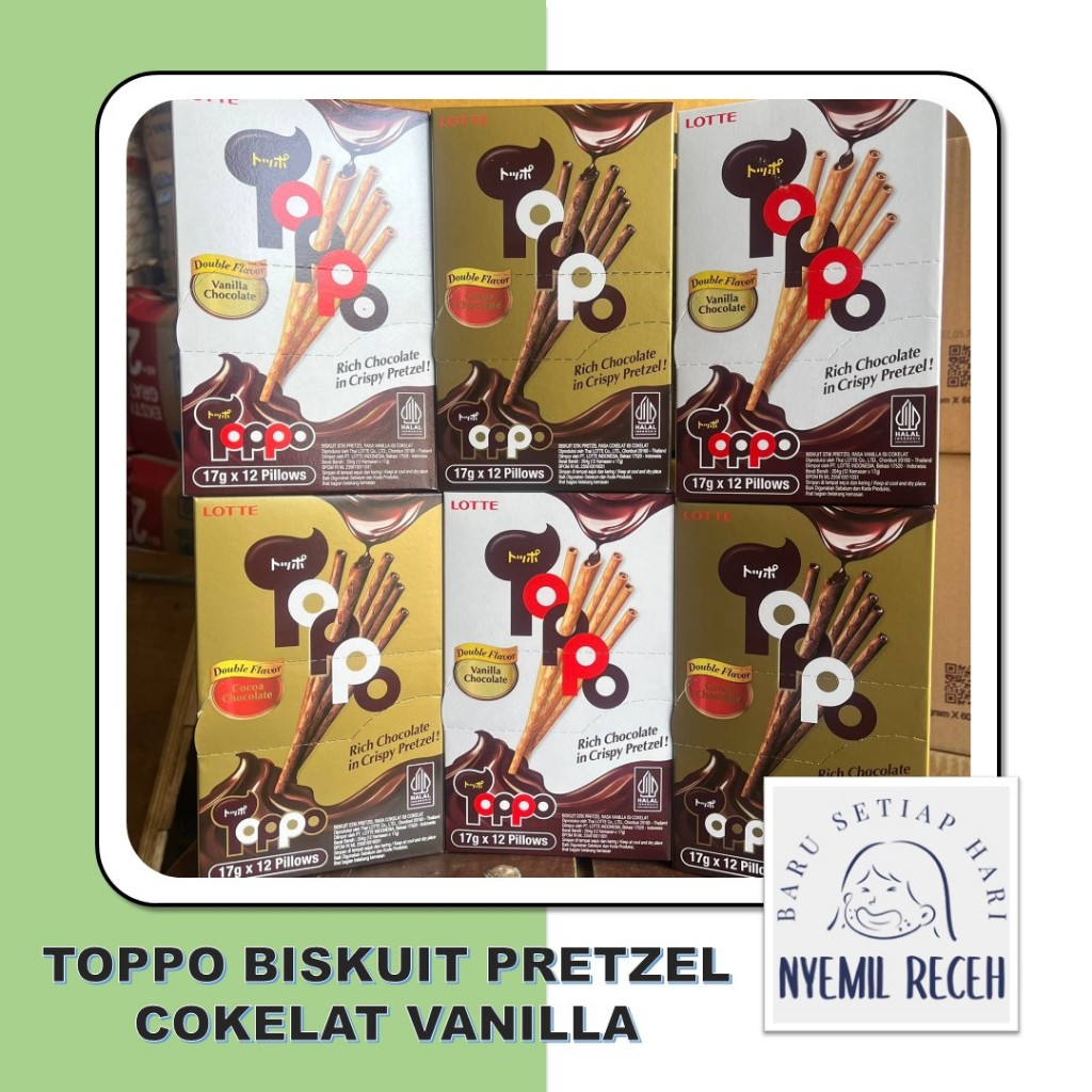

Toppo Biskuit Pretzel Aneka Rasa Isi 17gr x 12pcs