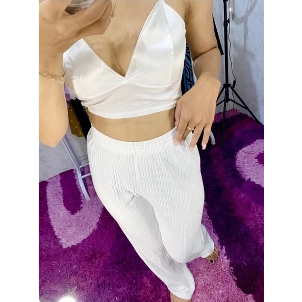 Tanktop Asya/ Tanktop Crop Satin With Cup Bra