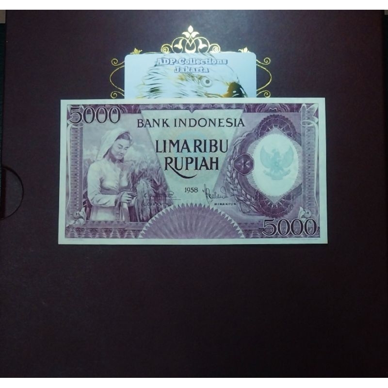 Uang kuno 5000 pekerja VIOLET 1958