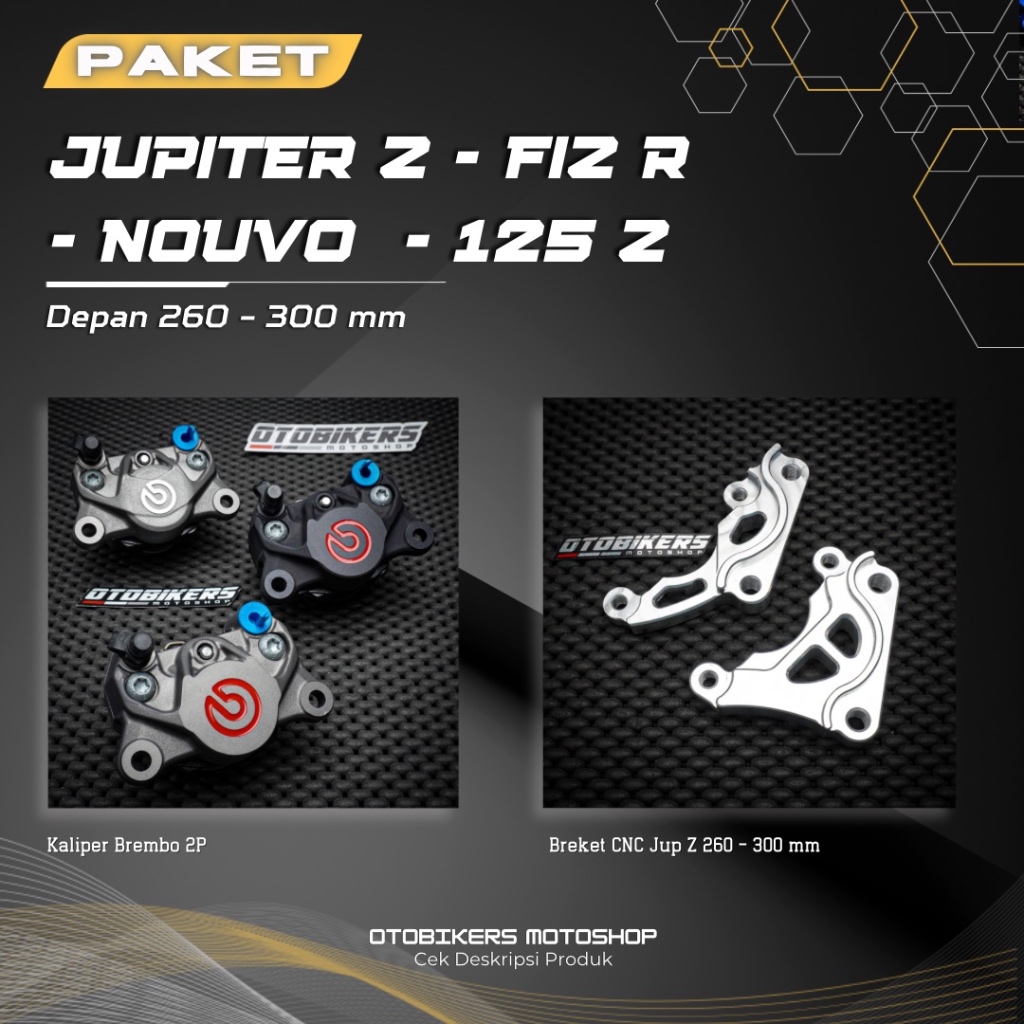 PAKET Kaliper Brembo 2P Depan 260 300 mm Jupiter Z Old Nouvo FizR 125Z Vega lama