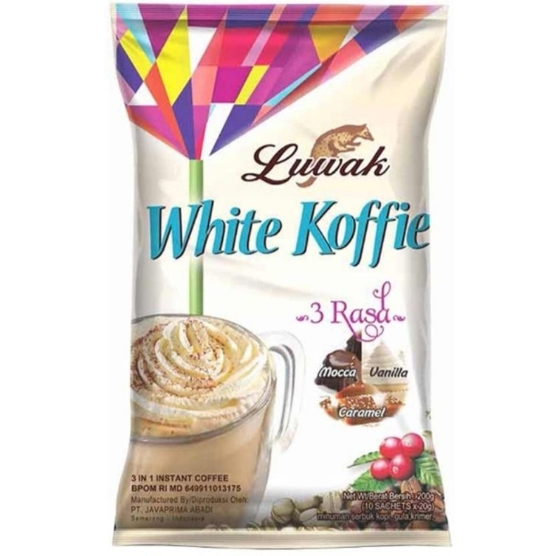 

Luwak White Koffie 3 Rasa 10 x 20g Luwak White Koffie 3 rasa Mocca Vanilla Caramel 10 x 20g