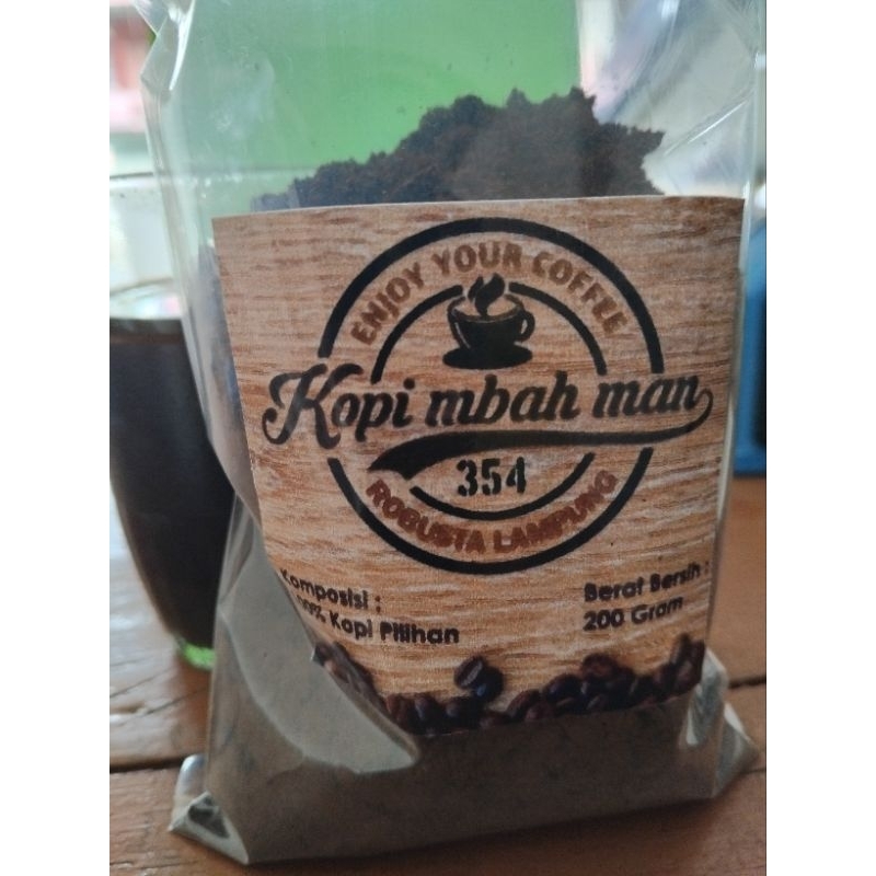 

Kopi murni 100% robusta lampung 200gr cap Mbahman