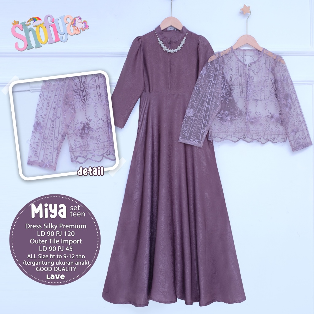setelan gamis outer tile anak perempuan 9-12 tahun miya dress ori shofiya