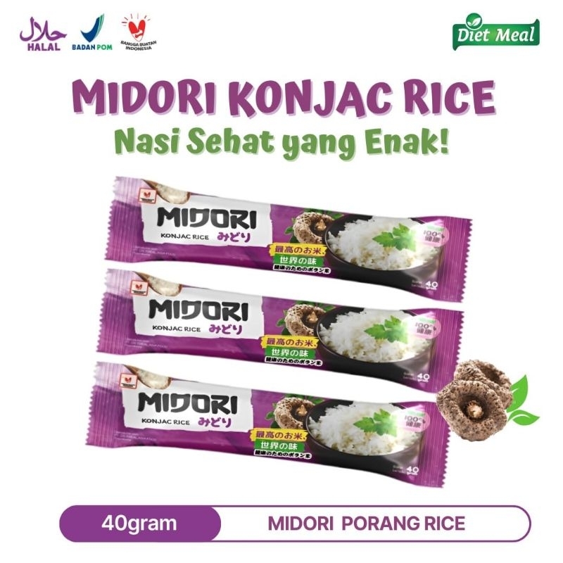 

beras shirataki PORANG merk MIDORI sacet 40 gram
