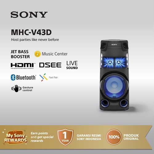 Sony Karaoke Bluetooth Speaker Hifi High Power Audio System MHC-V43D