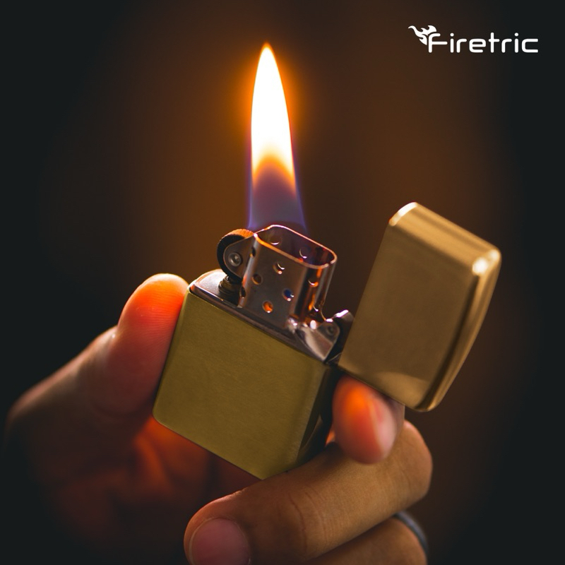 MANCIS ZIPPO KOREK API MINYAK TANAH MODEL EMAS MINIMALIS KLASIK FIRETRIC GOLDEN / KOREK API GOLD